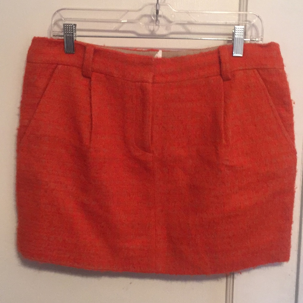 J.Crew Orange Fuzzy Mini Skirt with Pockets